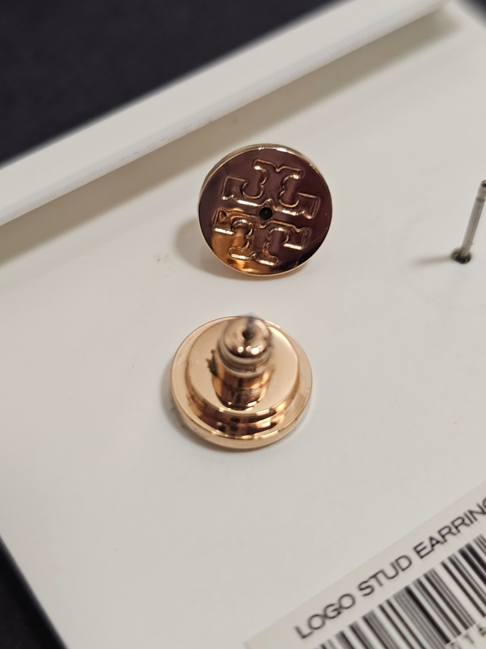 SOLD - Auth. Tory Burch Miller Logo Stud Earrings in Rose Gold - Lile New - Picture 3 of 6